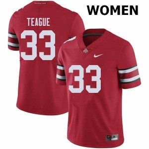 Women's Ohio State Buckeyes #33 Master Teague Red Nike NCAA College Football Jersey Discount NWP6244VF